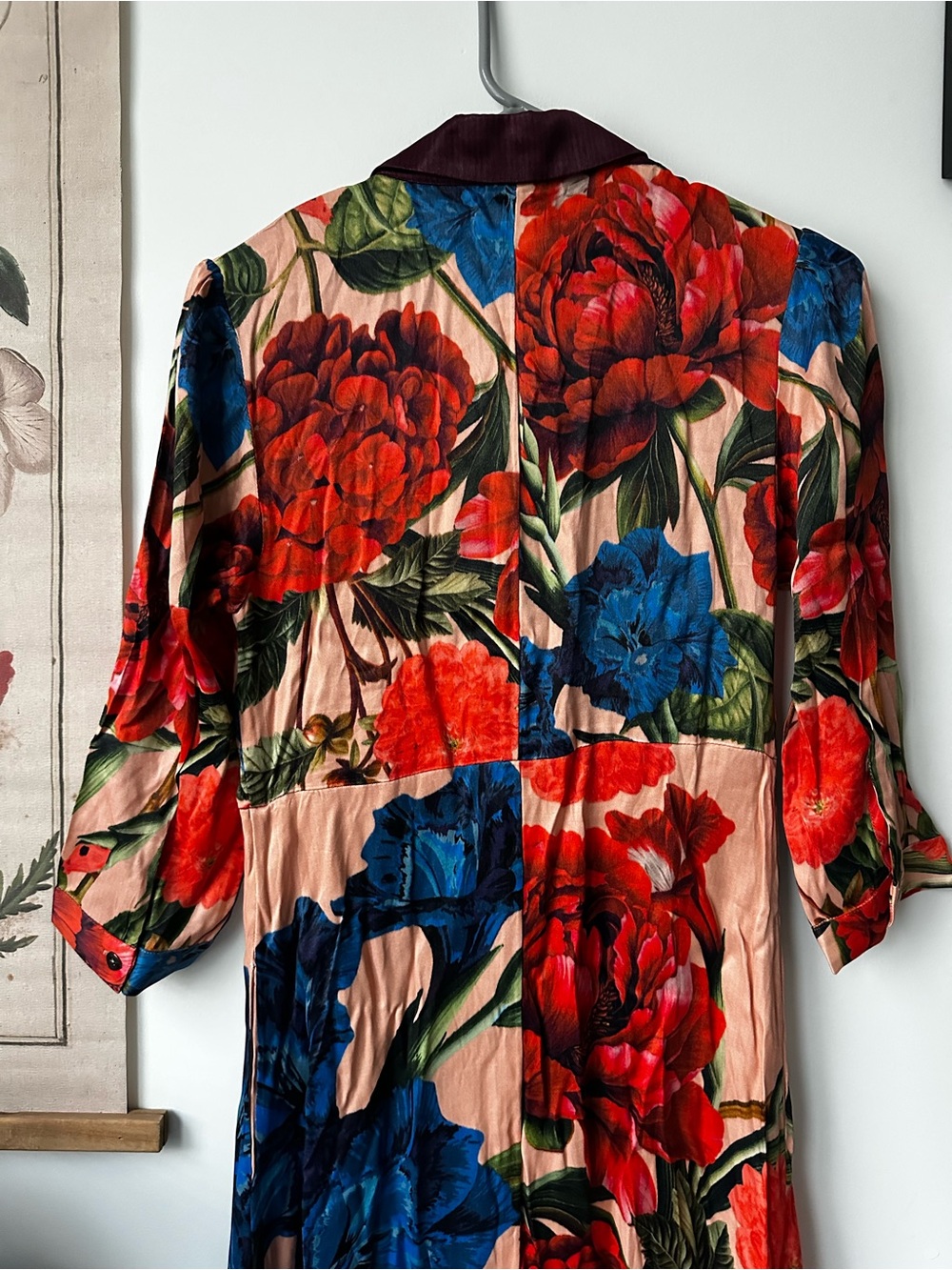 NWT Bl^nk Anthropologie Floral Midi Button Shirt Dress Sleeves Multi Petite S - Picture 8 of 13